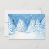 RSVP Trouwdag Winter Bos Besneeuwde Bomen Waterver Kaart (Achterkant)