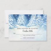 RSVP Trouwdag Winter Marine Besneeuwde Bomen Aquar Kaart (Voorkant)