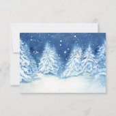 RSVP Trouwdag Winter Marine Besneeuwde Bomen Aquar Kaart (Achterkant)