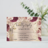 RSVP Trouwfeest Glitter Bruidsroos Goud Krans Roze (Staand voorkant)