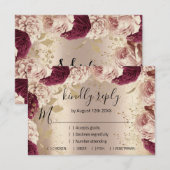 RSVP Trouwfeest Glitter Bruidsroos Goud Krans Roze (Voorkant / Achterkant)