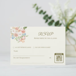 RSVP trouwkaart botergele tuin bloemen Kaartje