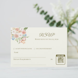RSVP trouwkaart botergele tuin bloemen Kaartje