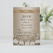 RSVP trouwkaart diamanten en satijn (Staand voorkant)