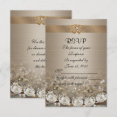 RSVP trouwkaart diamanten en satijn (Voorkant / Achterkant)