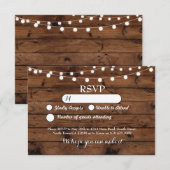 RSVP Trouwkaart Houten Kaarten Rustieke Lichten Ui (Voorkant / Achterkant)