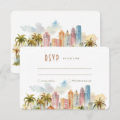 RSVP Trouwkaart Inleg Miami Beach Kaart (Voorkant / Achterkant)