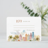 RSVP Trouwkaart Inleg Miami Beach Kaart (Staand voorkant)