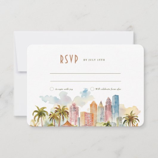 RSVP Trouwkaart Inleg Miami Beach Kaart (Voorkant)
