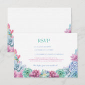 RSVP Trouwkaart Pastel Roestige Succulenten Bloemk Kaartje (Voorkant / Achterkant)