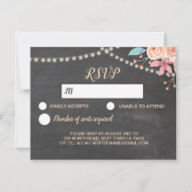 RSVP Trouwkaart Perzik Koraal Lichten Bloem