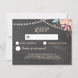 RSVP Trouwkaart Perzik Koraal Lichten Bloem Kaartje