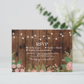 RSVP Trouwkaart Rustieke Houten Bloemkaarten Uitno Kaart (Staand voorkant)