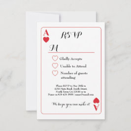 RSVP Trouwkaart Speelkaart Aas van Harten Uitnodig Kaartje
