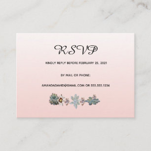RSVP-trouwkaart, succulent floral blush roos Gold Informatiekaartje