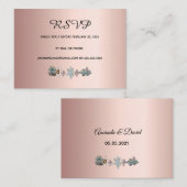 RSVP-trouwkaart succulente bloemen roos goud Informatiekaartje (Voorkant / Achterkant)
