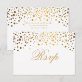 RSVP Trouwkaart wit & confetti goudstippels Kaart (Voorkant / Achterkant)