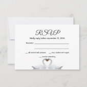 RSVP trouwkaart witte zwenkaar elegant (Voorkant)