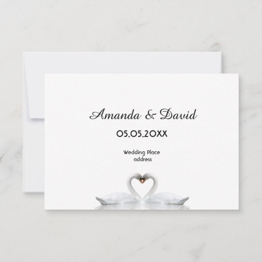 RSVP trouwkaart witte zwenkaar elegant (Achterkant)