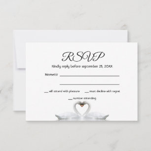 RSVP trouwkaart witte zwenkaar elegant