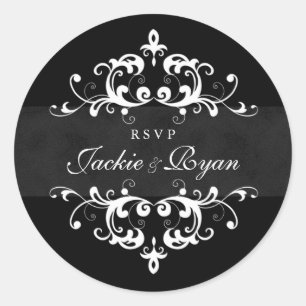 RSVP Trouwstickers Zwart Wit Verfraaiing Ronde Sticker