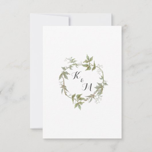 RSVP Tuin Foliage Laurel Krans Rustieke Bruiloft Kaartje (Achterkant)