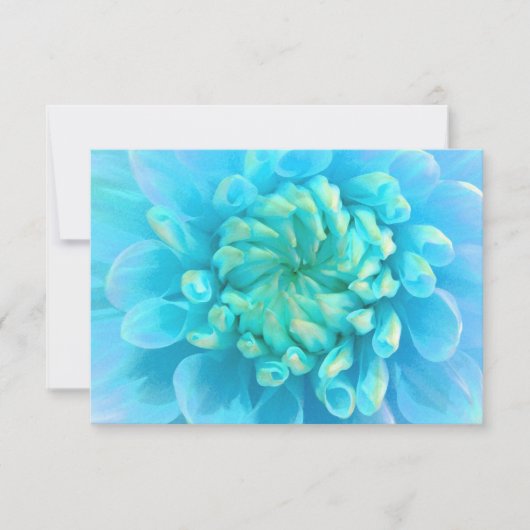 RSVP Turquoise Blauwe Dahlia Bloem in Waterverf (Voorkant)