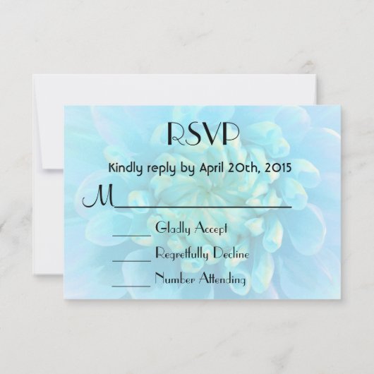 RSVP Turquoise Blauwe Dahlia Bloem in Waterverf (Achterkant)