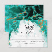 RSVP | Turquoise Waterverf Geode BarefootBride™ Kaartje (Voorkant / Achterkant)