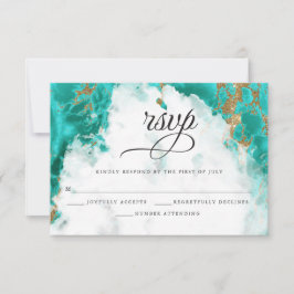RSVP | Turquoise Waterverf Geode BloteVoetBruid™ Kaartje