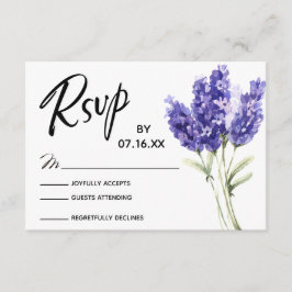 RSVP Typografie, Lavendel Waterverf Flowers Kaartje