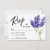 RSVP Typografie, Lavendel Waterverf Flowers Kaartje (Voorkant)