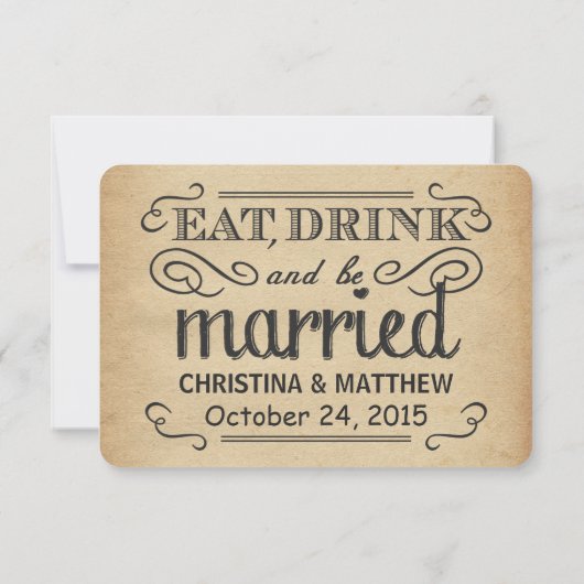 RSVP  Typografie Rustic Wedding Reply (Achterkant)