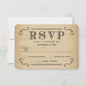 RSVP  Typografie Rustic Wedding Reply (Voorkant)