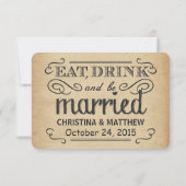 RSVP  Typografie Rustic Wedding Reply Kaartje (Achterkant)