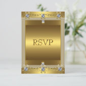 RSVP uitnodiging 60ste verjaardagsfeest Goud (Staand voorkant)
