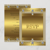 RSVP uitnodiging 60ste verjaardagsfeest Goud (Voorkant / Achterkant)