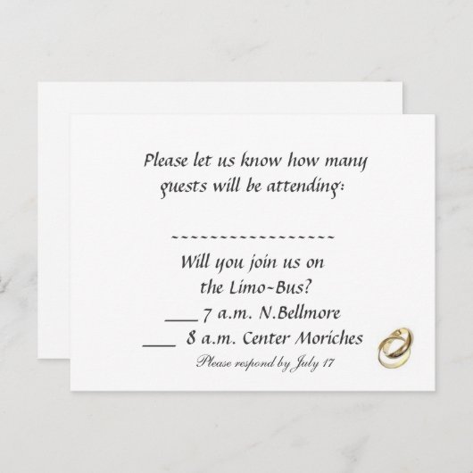 rsvp uitnodiging briefkaart (Voorkant / Achterkant)