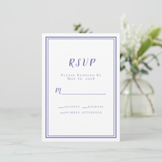 RSVP Uitnodiging Kaarten Periwinkle Blue Chic Wedd (Staand voorkant)