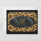 RSVP-uitnodiging voor Black Gold Animal Leopard RSVP Kaartje (Voorkant)