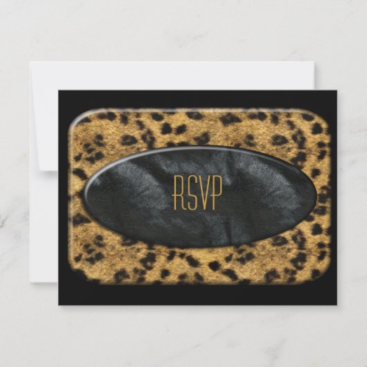 RSVP-uitnodiging voor Black Gold Animal Leopard RSVP Kaartje (Voorkant)