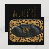 RSVP-uitnodiging voor Black Gold Animal Leopard RSVP Kaartje (Voorkant / Achterkant)