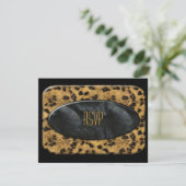 RSVP Uitnodiging Zwart Goud Dier Luipaard (Staand voorkant)