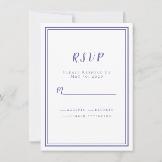 RSVP Uitnodigingskaarten Periwinkle Blauw Chic Bru (Voorkant)
