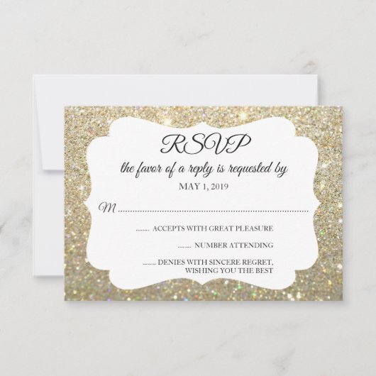 RSVP Uw Dag Glitter Fab Gold Kaartje (Voorkant)