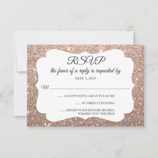 RSVP Uw Dag Glitter Fab Roos Gold (Voorkant)