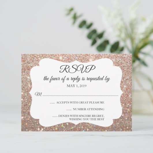 RSVP Uw Dag Glitter Fab Roos Gold (Staand voorkant)