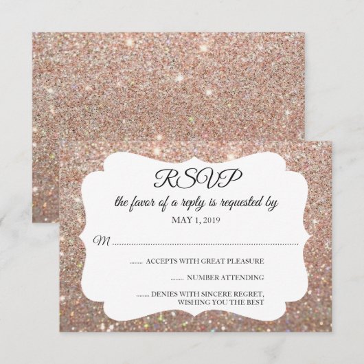 RSVP Uw Dag Glitter Fab Roos Gold (Voorkant / Achterkant)
