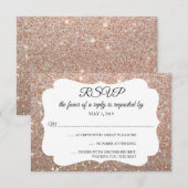 RSVP Uw Dag Glitter Fab Roos Gold Kaartje (Voorkant / Achterkant)