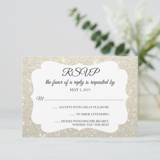 RSVP Uw Dag Glitter Fab White Gold (Staand voorkant)
